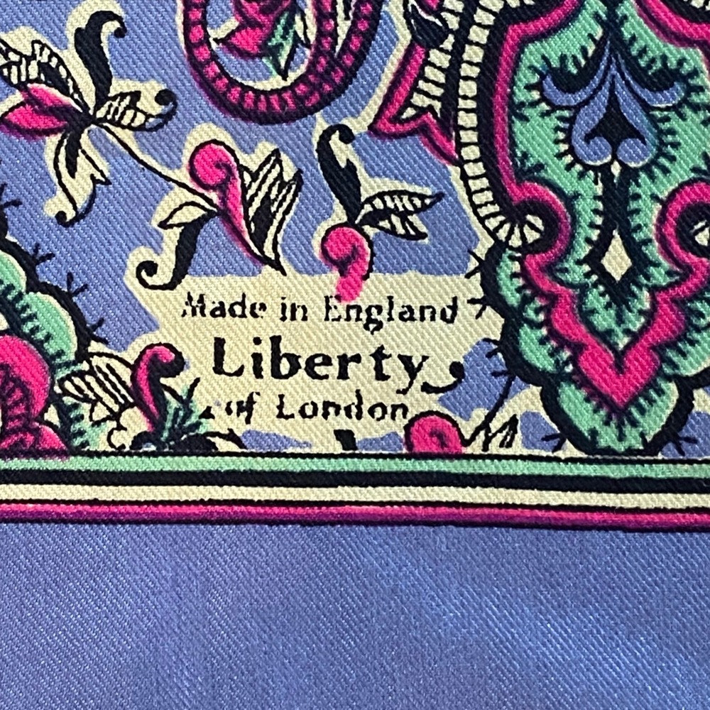 Liberty Of London Scarf Women OS Blue Paisley Silk Square Made In England